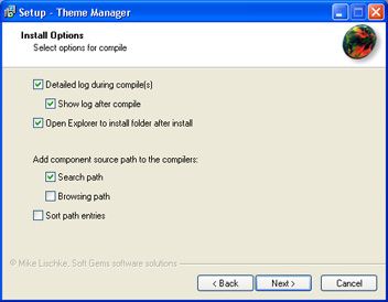 Instalar componentes Delphi - Opciones de instalación